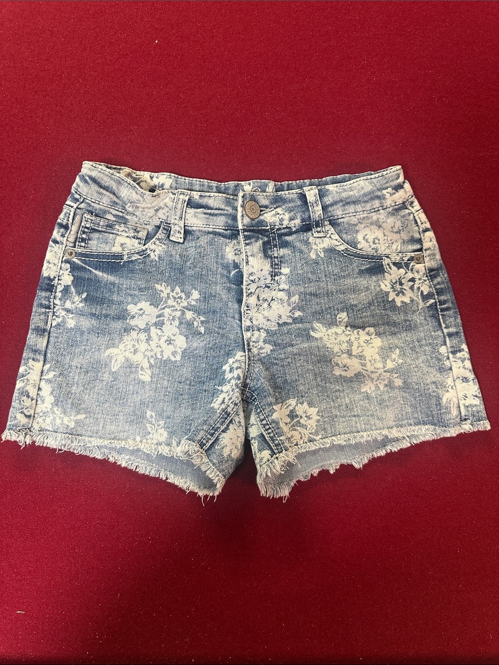 Cherokee Light Blue Floral Denim Skort